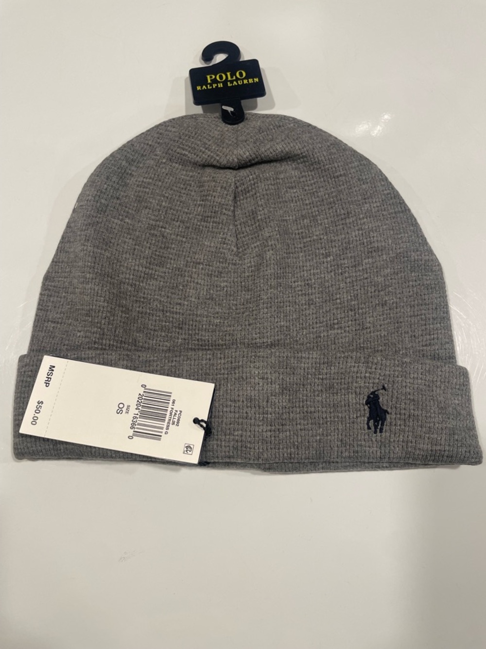Polo by Ralph Lauren Gray Knit Beanie with Navy Pony